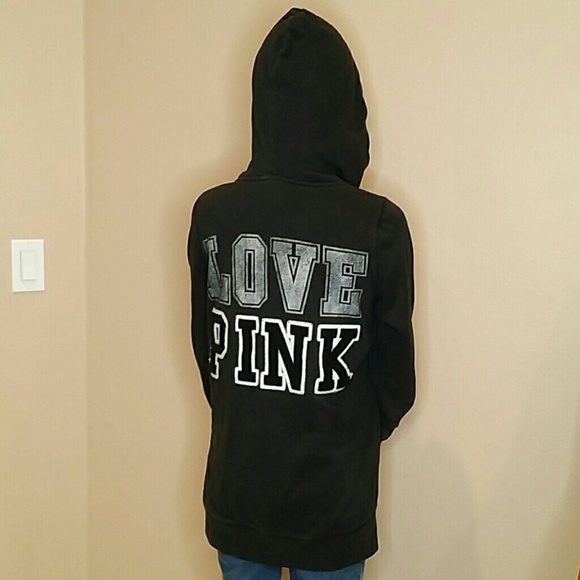 PINK Victoria's Secret Tops - Pink Victoria's Secret Black Hoodie Sweatshirt S